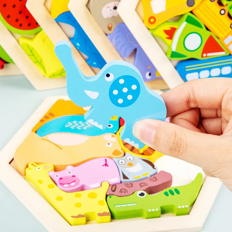 Baby toy Wooden jigsaw Puzzle Creative 3D Puzzle for Children's Intelligence Development Ealy Educational toy for Children