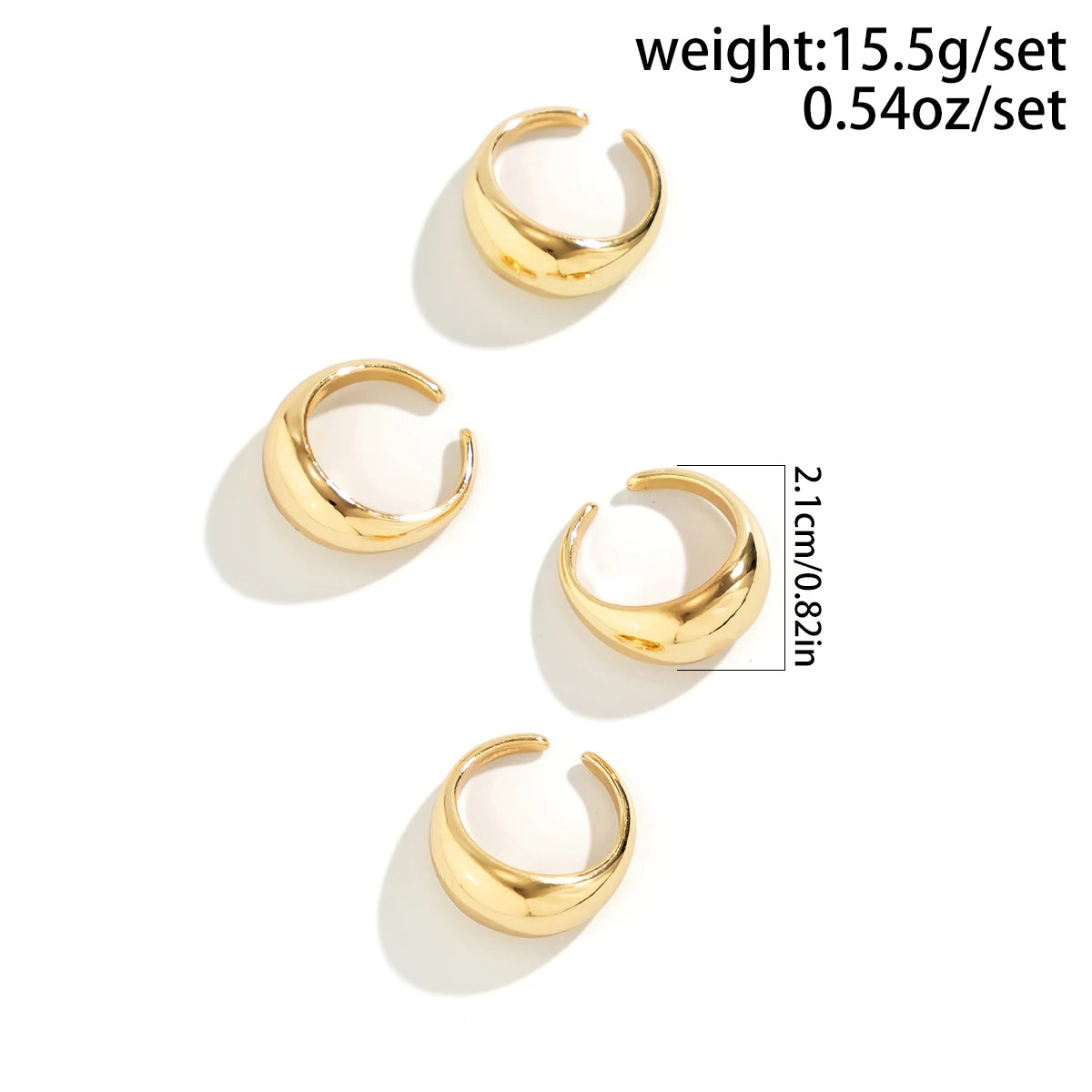 4Pcs Unique Creative Smooth Water Drop Rings for Women Vintage Geometric Adjustable Open Finger Nail Ring Couple Wed Accessories