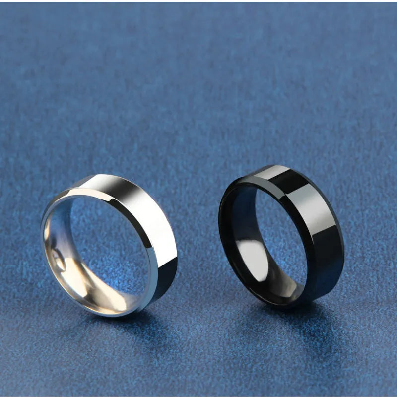 Fashion Charm Jewelry Ring for Men Women Stainless Steel Black Rings Wedding Engagement Band Quality Matte Male Jewelry