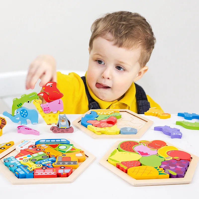 Baby toy Wooden jigsaw Puzzle Creative 3D Puzzle for Children's Intelligence Development Ealy Educational toy for Children