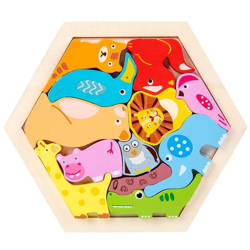 Baby toy Wooden jigsaw Puzzle Creative 3D Puzzle for Children's Intelligence Development Ealy Educational toy for Children